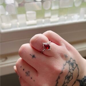 Elegant Silver and Ruby Gemstone Ring